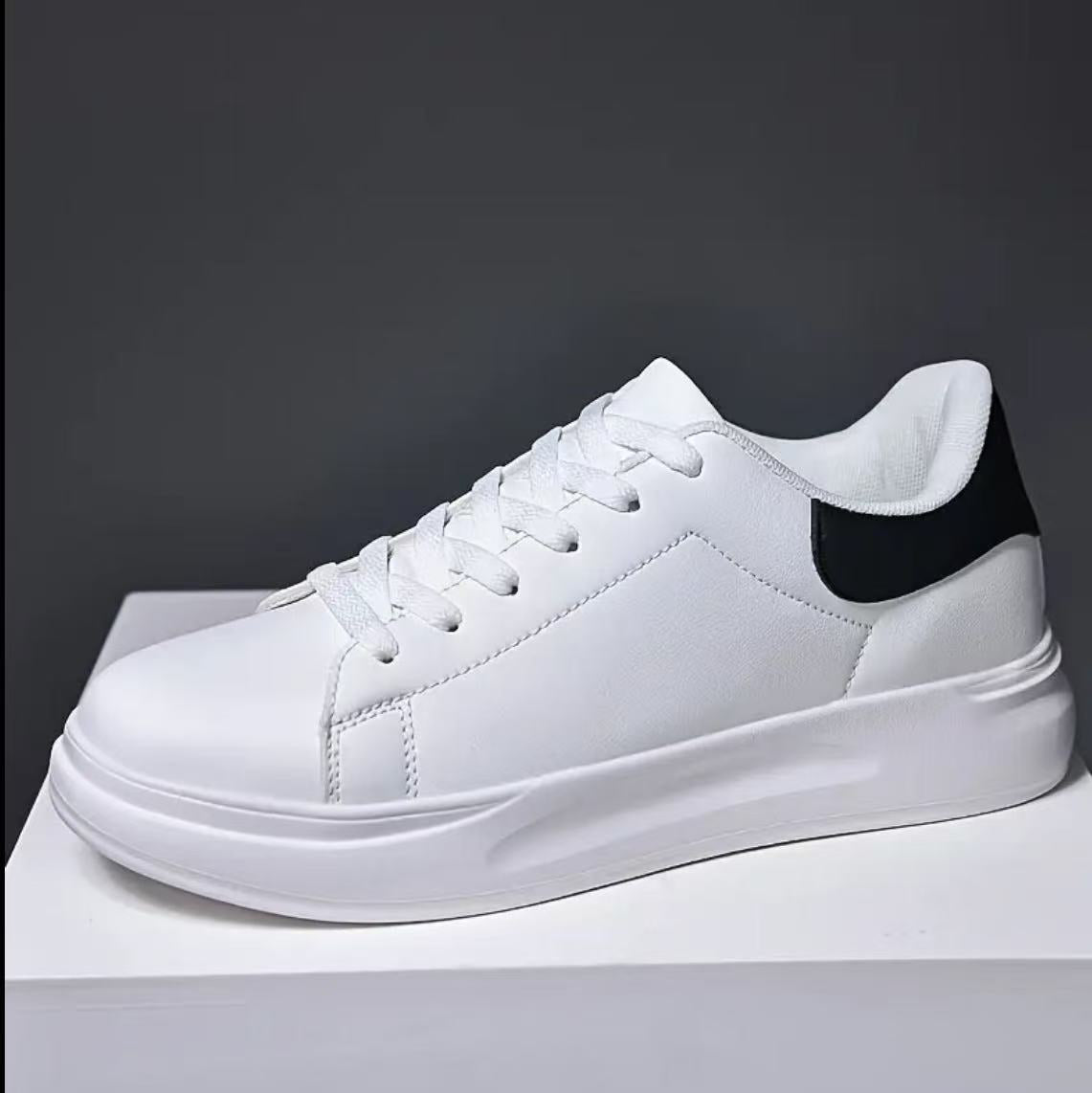 Premium White Sneakers with Black Heel Detail