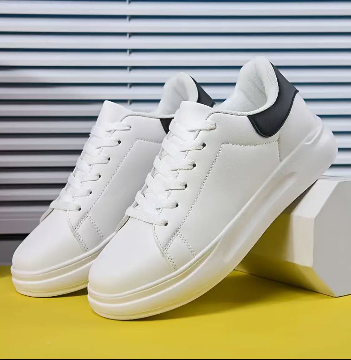 Premium White Sneakers with Black Heel Detail
