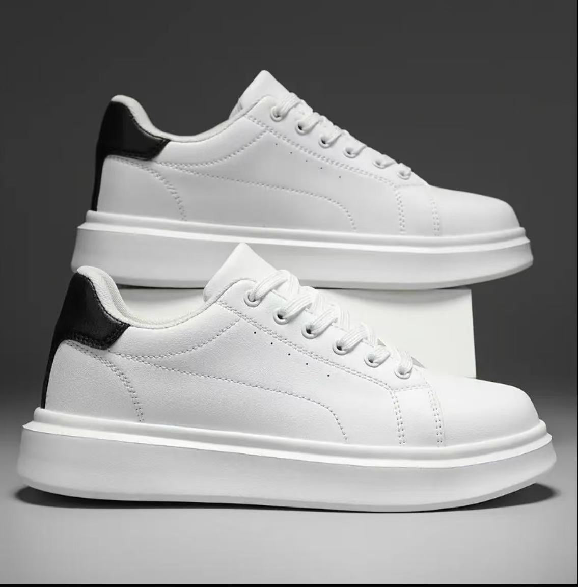 Premium White Sneakers with Black Heel Detail