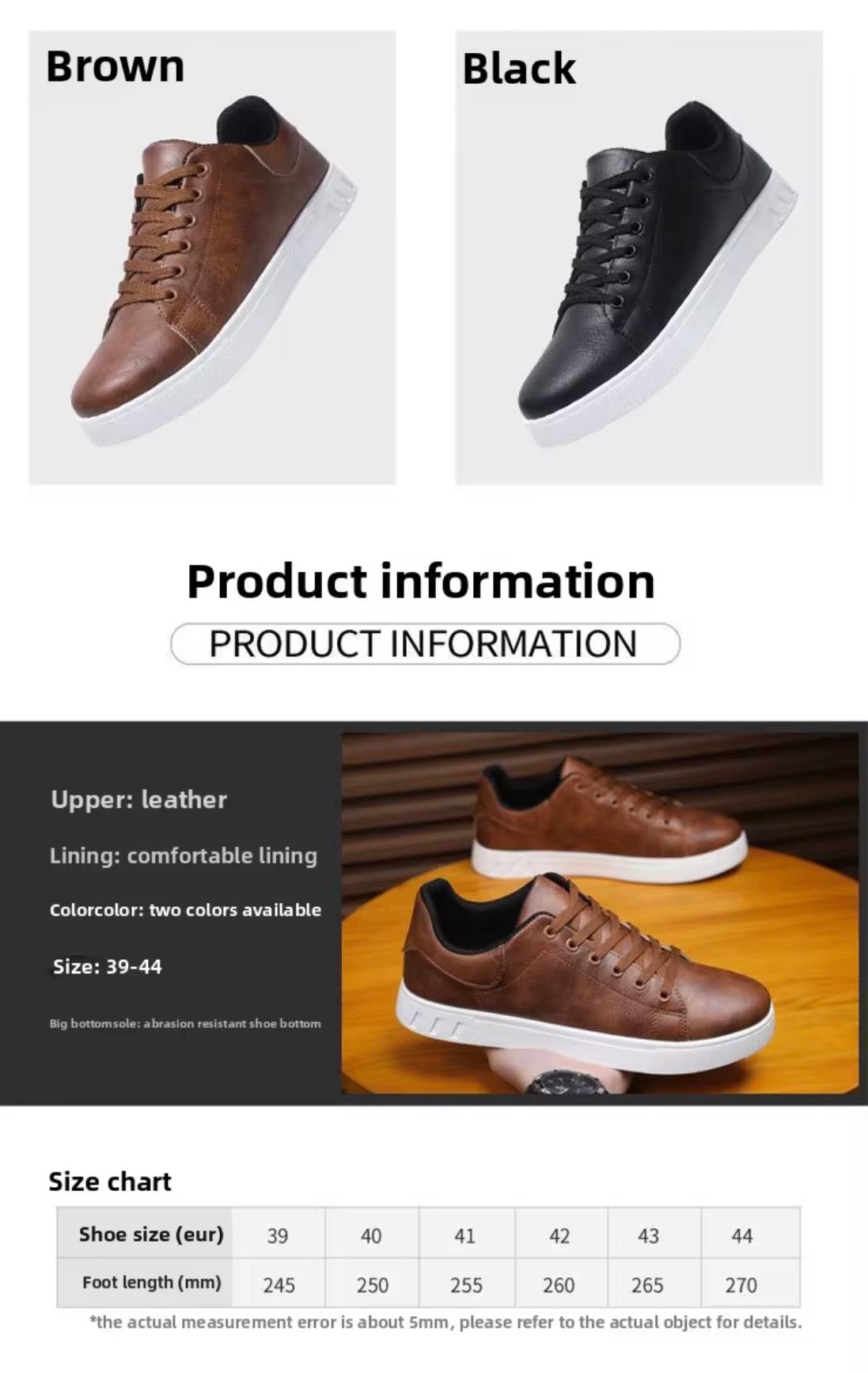 Mens Brown And Black PU Comfort Sneakers