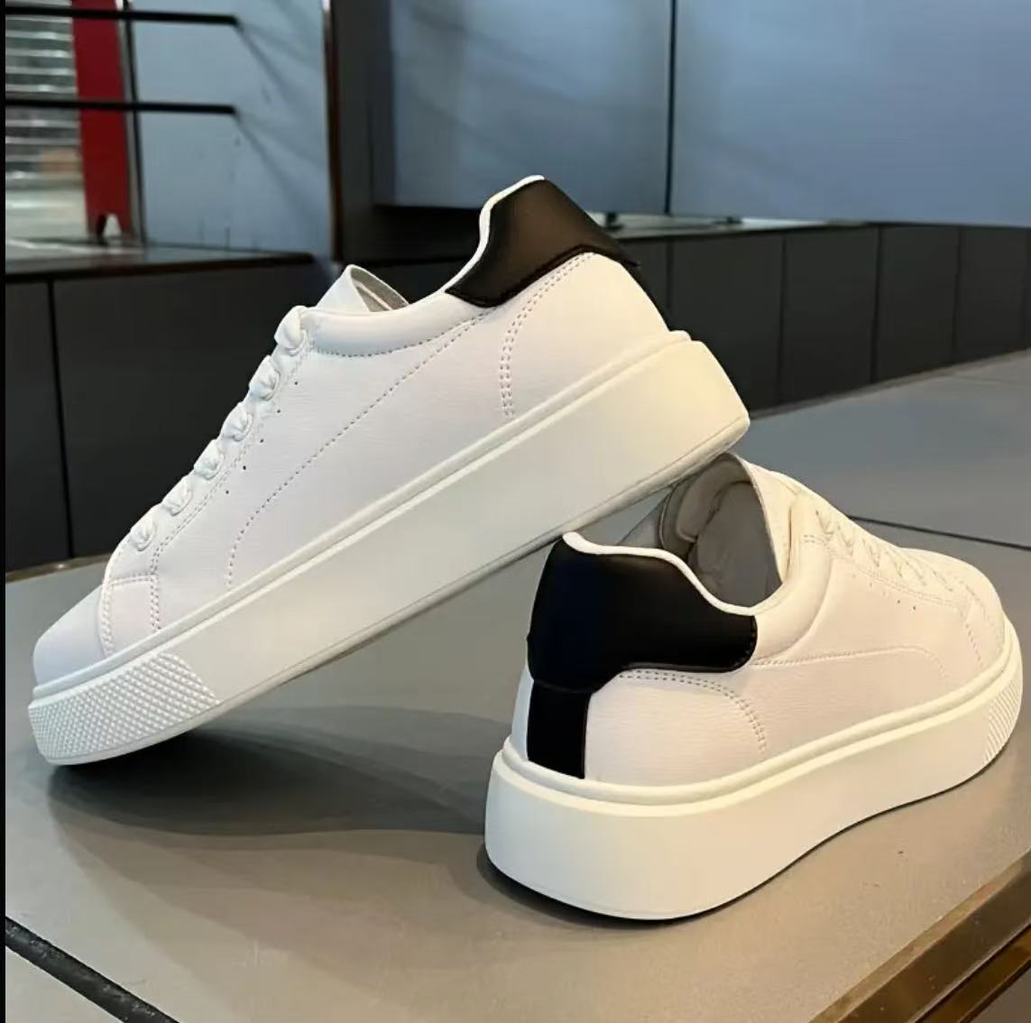 Premium White Sneakers with Black Heel Detail