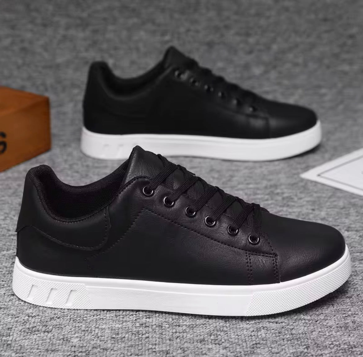 Mens Brown And Black PU Comfort Sneakers