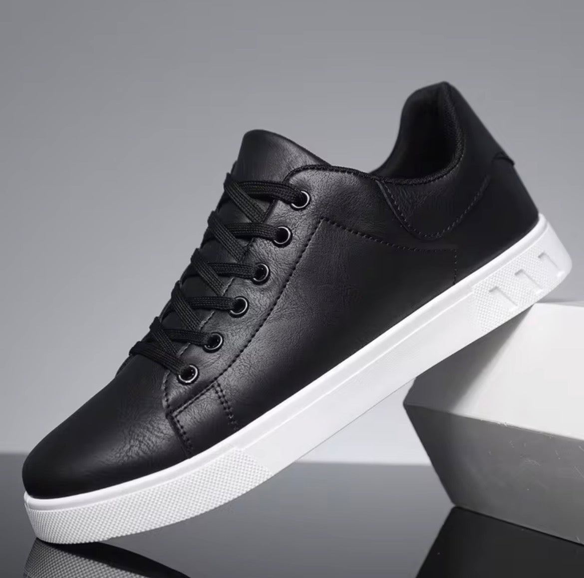 Mens Brown And Black PU Comfort Sneakers