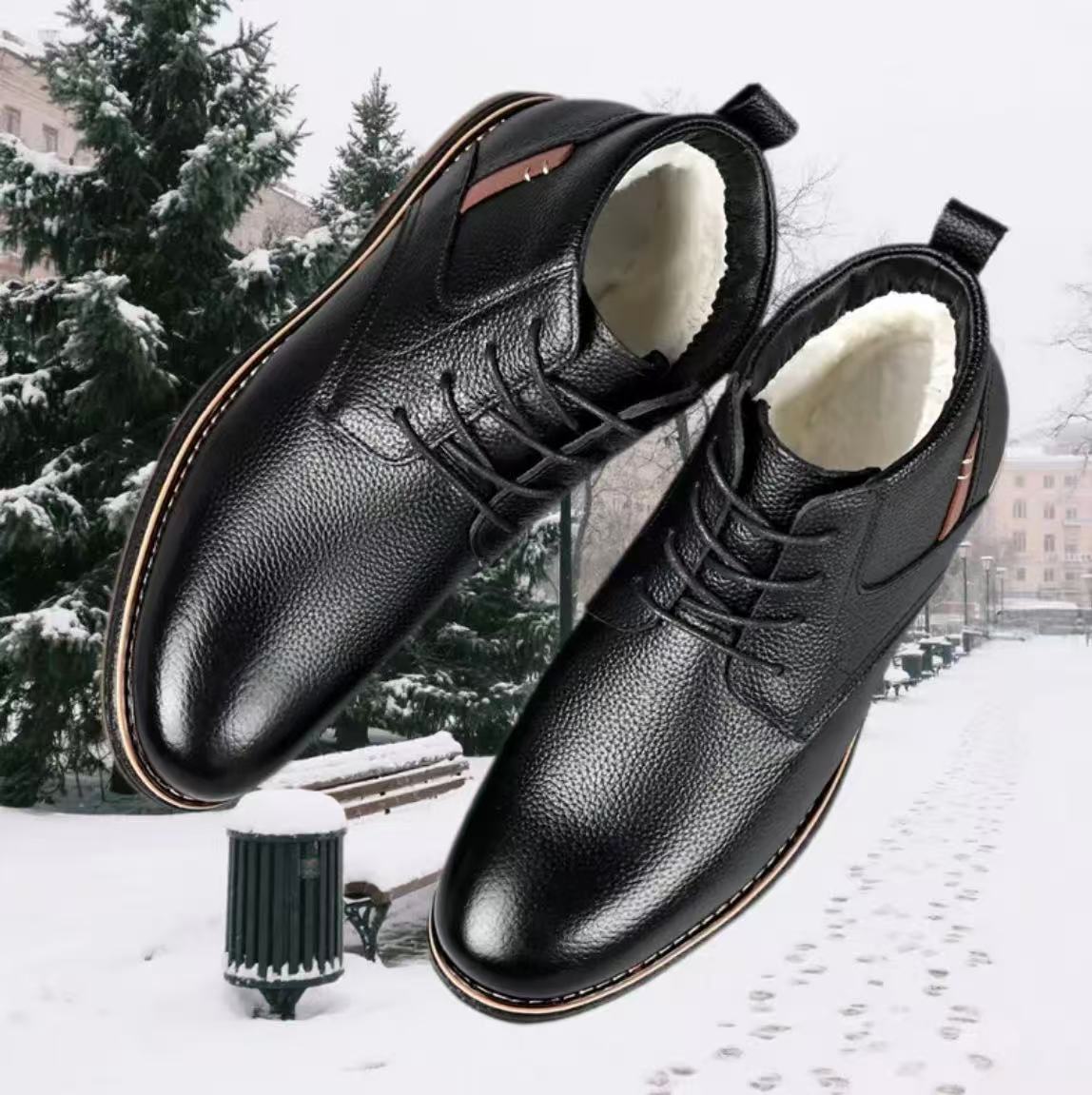 Winter Leather Boots with EVA Rubber Sole